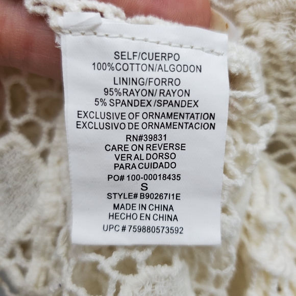 Democracy Crochet Lace Boho Top w/ Tank Top Cotton Size S - Picture 12 of 12